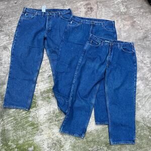 Carhartt Jeans Relaxed Fit Straight Leg Flannel Lined Denim Blue SZ 42 3 Pairs